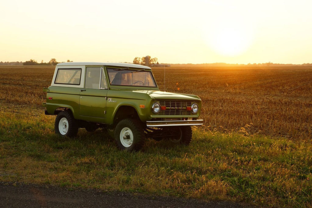 Lime Green 1973 Coyote Edition Ford Bronco During Sunset