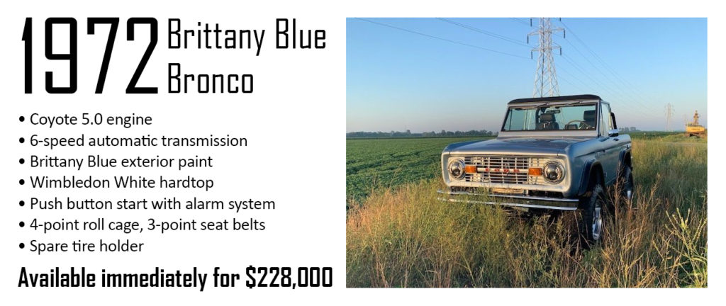 1972 Brittany Blue Classic Ford Bronco.