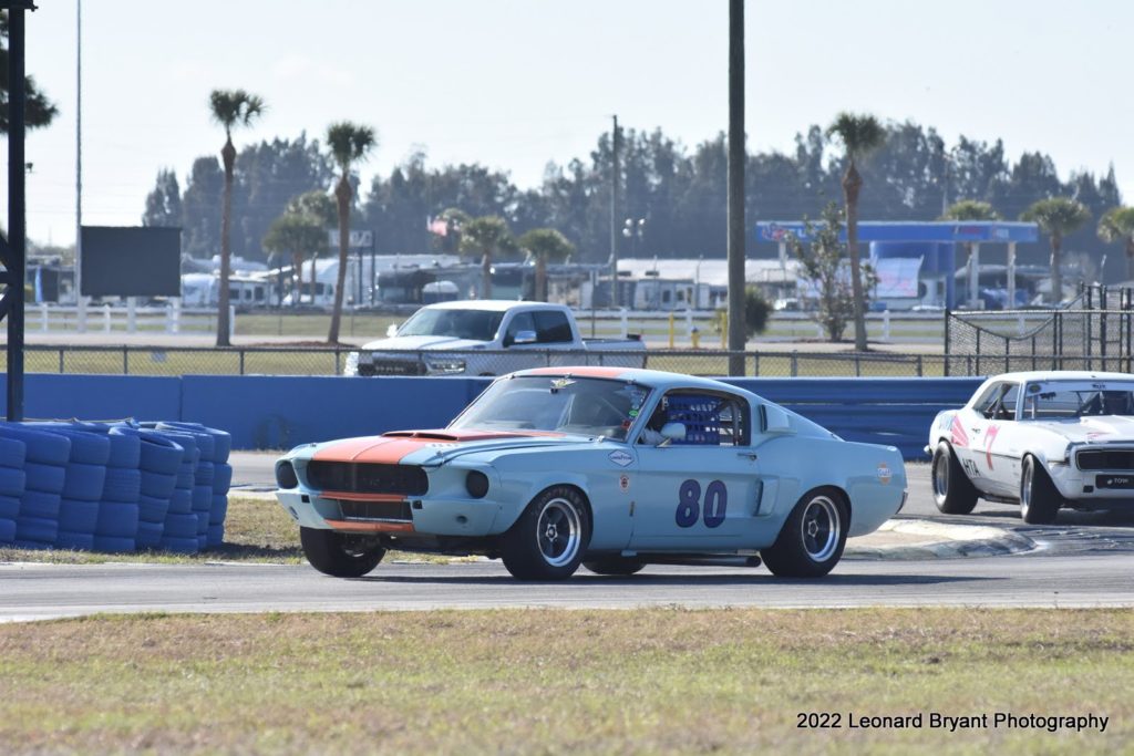 Shelby car on the racetrack.